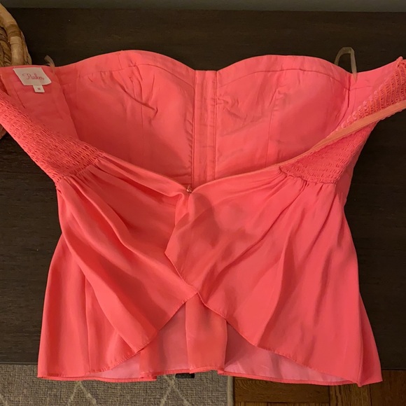 Pink Strapless Silk Bustier Top - Picture 5 of 6